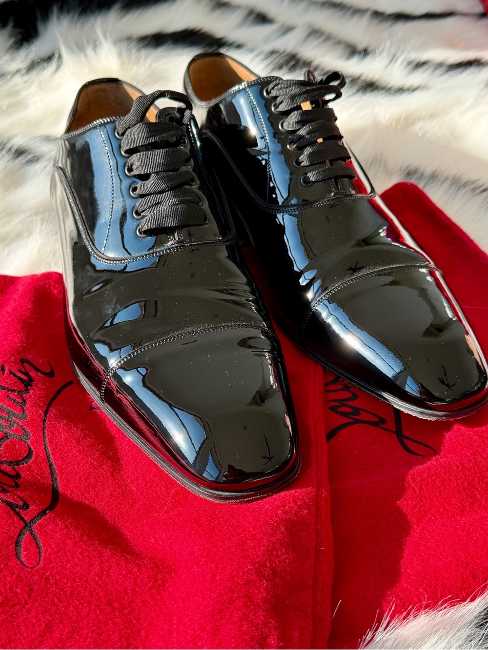 Christian Louboutin Greggo Patent Leather Oxford Shoes Black Like New (US 12.5) - Picture 13 of 13
